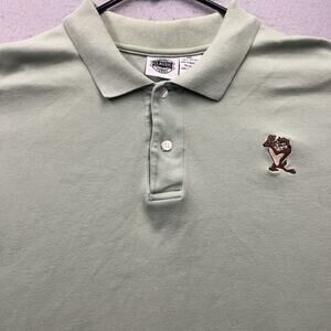 VTG Classic Tunes Tasmanian Devil Polo Shirt XXL Green Embroidered Looney Tunes